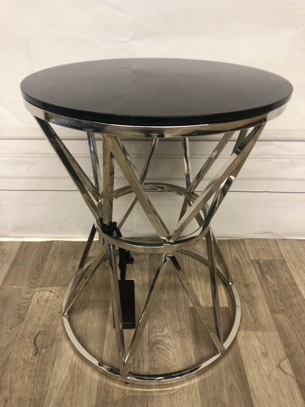 Столик-табурет приставной черный с основанием хром 29 см Domingo S от Eichholtz EICHHOLTZ  242559 Хром;черный  - Вид №4