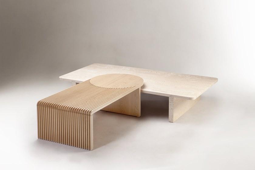 DOOQ Низкий прямоугольный журнальный столик из травертина sun-id-1457403 - Вид №1