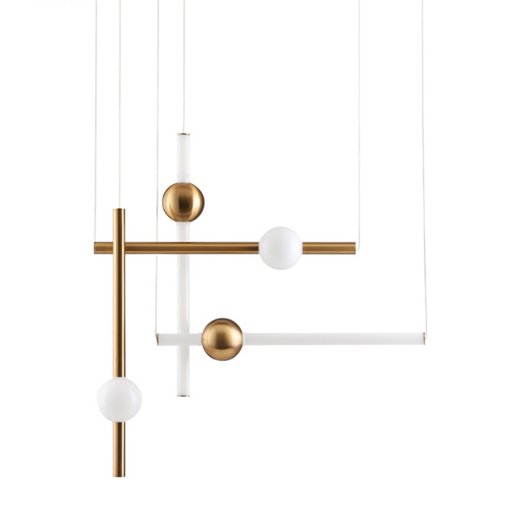 Светильник подвесной 60х10 см белый с золотом Delight Collection 10053P/B2 DELIGHT COLLECTION ДИЗАЙНЕРСКИЕ 00-3882347 Золото;прозрачный  - Вид №1