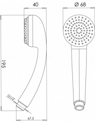 906300 000 00  Душевая лейка Cobra, дождевая струя, диффузор Д. 65 мм, шипы против известкового налета, хром Valentin Хром  - Вид №2