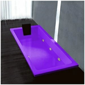 Ванна Gruppo treesse Quadra 170 V0727-SX-FZ фиолетовая с золотой фурнитурой гидромассажем прямоугольная встроенная левая