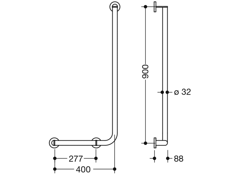 900.22.10740 угловая ручка HEWI System 900 - Вид №1