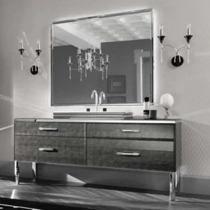 Комбинация ванной комнаты H02 в отделке Alligator silver MILLDUE HILTON