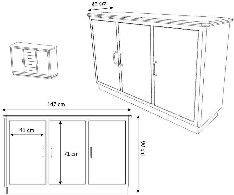 müller möbelfabrikation Стальной буфет с ящиками Classic line Sb123 - Вид №6