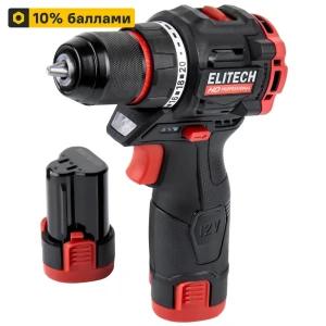 Аккумуляторная дрель-шуруповерт ELITECH HD CD12L2 12В с двумя батареями 89399570