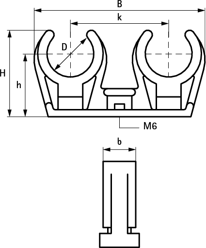 0853215 BIS Клипсы белые двойные с латунной втулкой М6 для труб всех видов walraven  - Вид №1