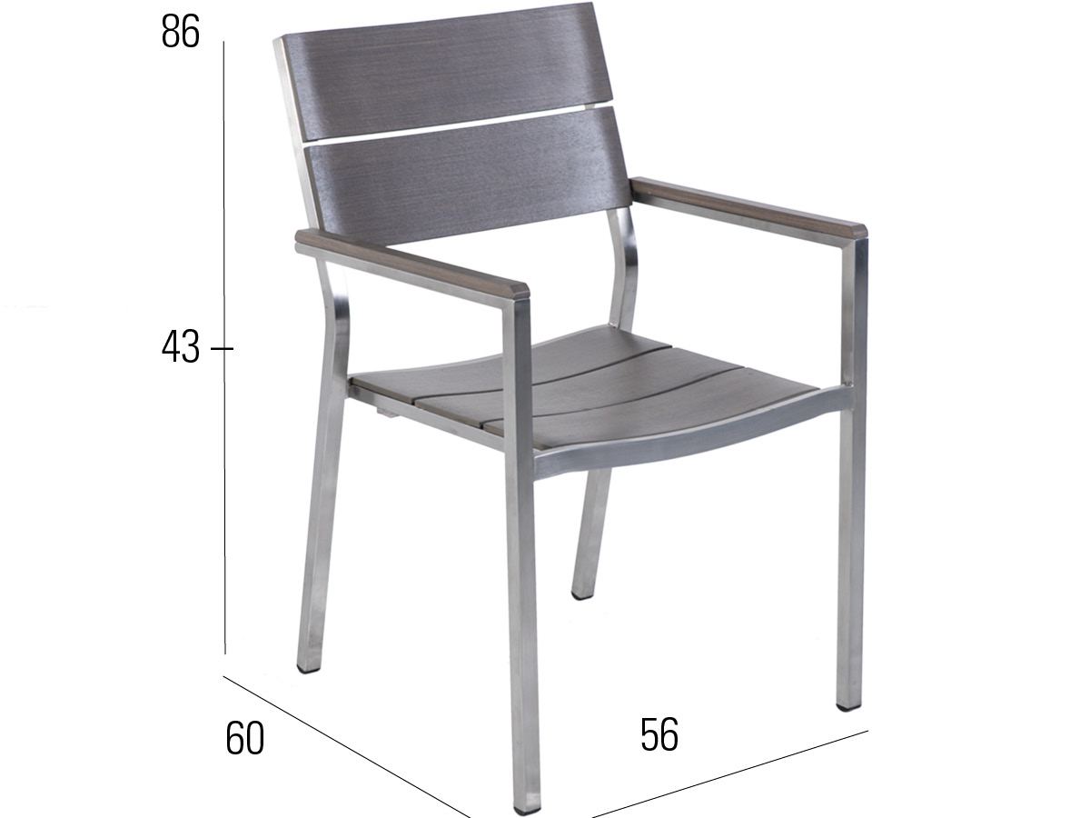60.00.0356 Brisbane кресло из нержавеющей стали / планки Resysta stone grey Mbm  - Вид №2