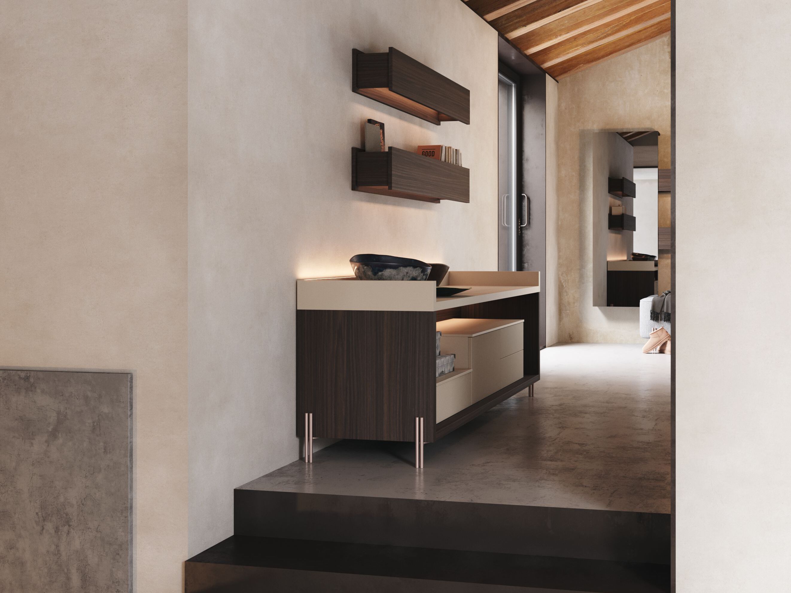 Мебель для прихожей в меламинированном стиле с зеркалом Giessegi день за днем ARCH-00031136 - Вид №2