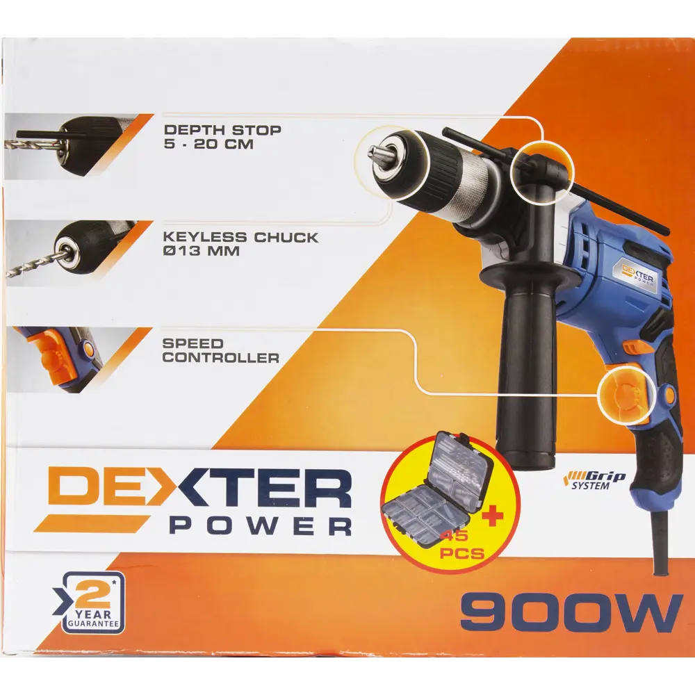 Дрель ударная Dexter Power PC900ID 45ACC, 900 Вт 81950037 STLM-2046131  - Вид №8