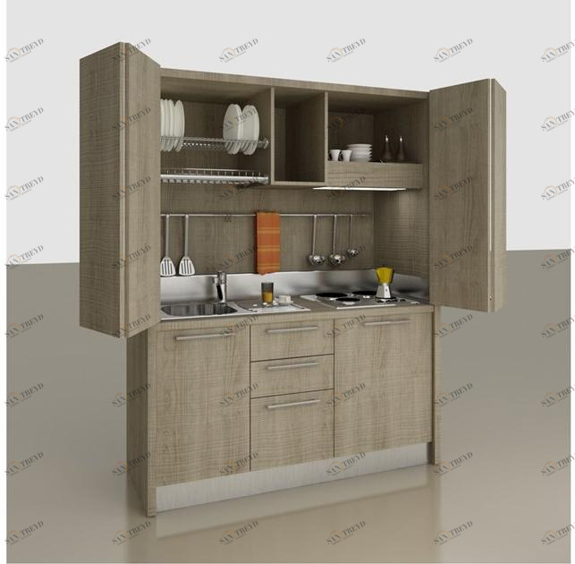 Mobilspazio Выдвижная деревянная мини-кухня Zeus K144