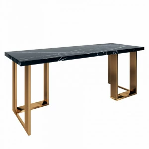 Консоль черная с мраморной столешницей и металлическими золотыми ножками "Бейси" АЛЕТАН - 350909 Золото;черный