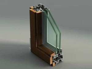 METRA Распашное окно с терморазрывом из алюминия и дерева