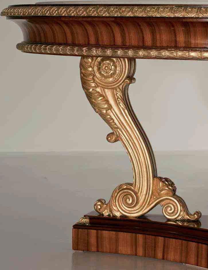 Круглый стол из розового дерева с мраморной столешницей OAK Галерея ARCH-00012259