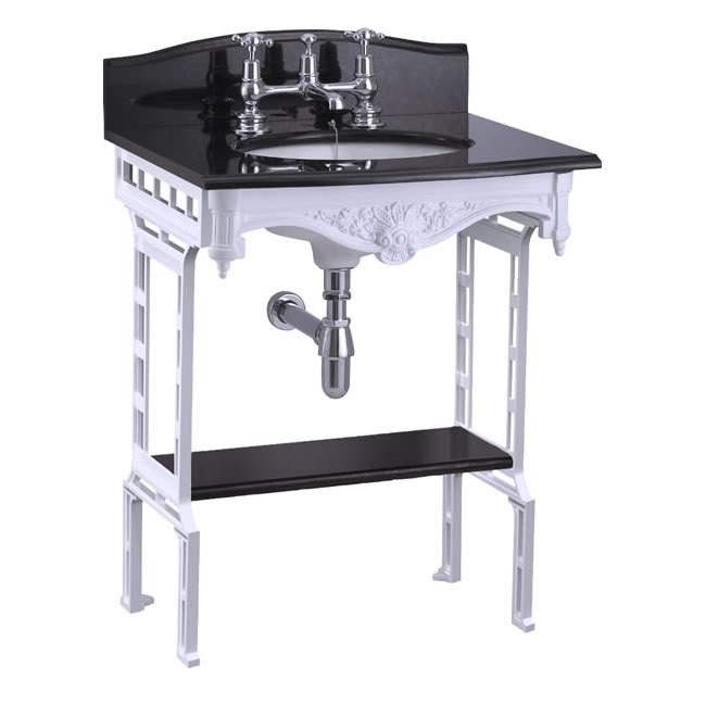 Гранитная столешница на 1,2 или 3 отверстия с подстольем из белого алюминия  Burlington G7 1TH, T43 WHI, G12 65см х 57,5см  - Вид №2