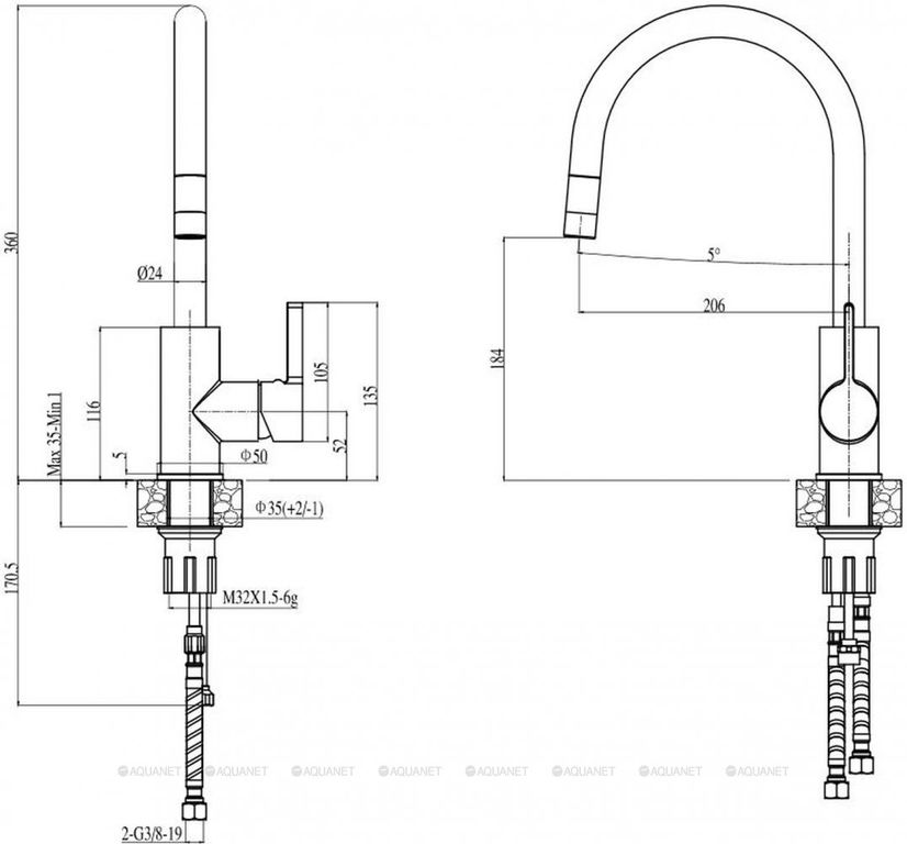 Смеситель кухонный  Alveus TESLA-P MONARCH 1129050 - Вид №1