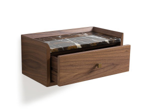 Подвесная тумбочка из дерева и мрамора с ящиками