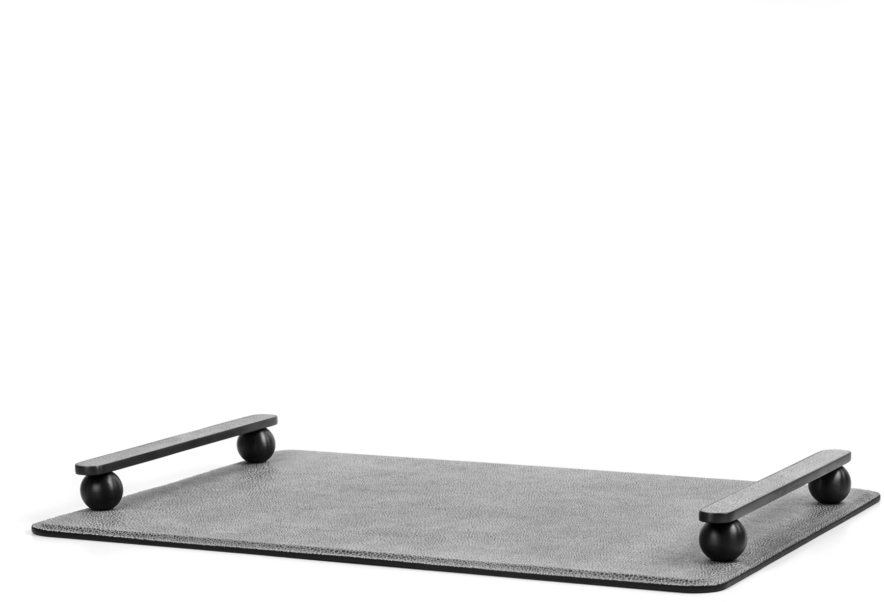 Памфили Поднос - 43,5X32 см/металл-финиш_вороненная-латунь/ари-кожа_серо-коричневый