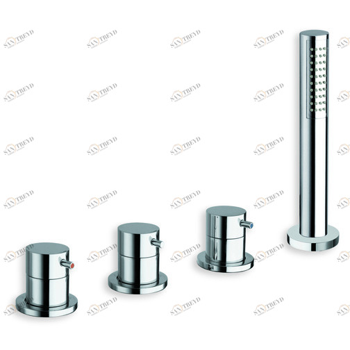 CRITV122 Смеситель для ванны на 4 отверстия, с выдвижным ручным душем с защитой от известкового налета, переключателем на 2 отверстия и FOLLOW ME Cristina Rubinetterie 