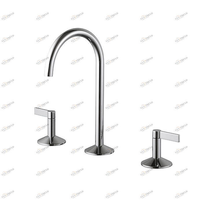 Смеситель для раковины на 3 отверстия 1/2 "". Керамические дисковые клапаны. Без всплывающих отходов. Скорость потока 5 л / мин. при 3 барах.  Lignage NOKEN 100238512  CHROME 