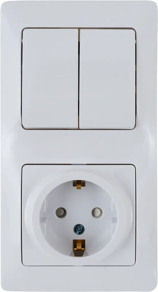 Schneider Electric Glossa — выключатель с розеткой, 2 клавиши, белый 82170745