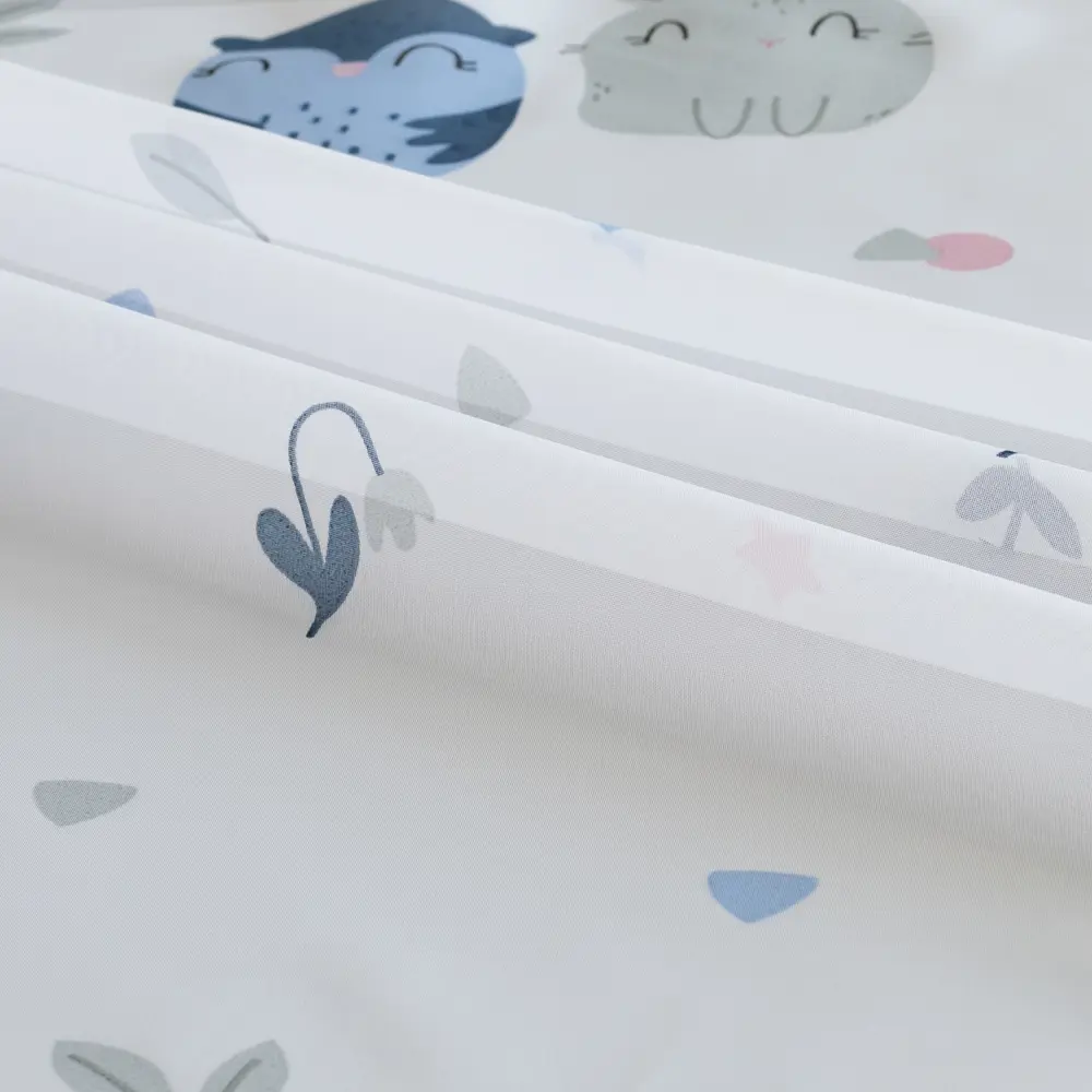 Тюль 1 м/п Совы и зайцы вуаль 300 см цвет сине-серый 89176990 STLM-2178622 GARDEN 