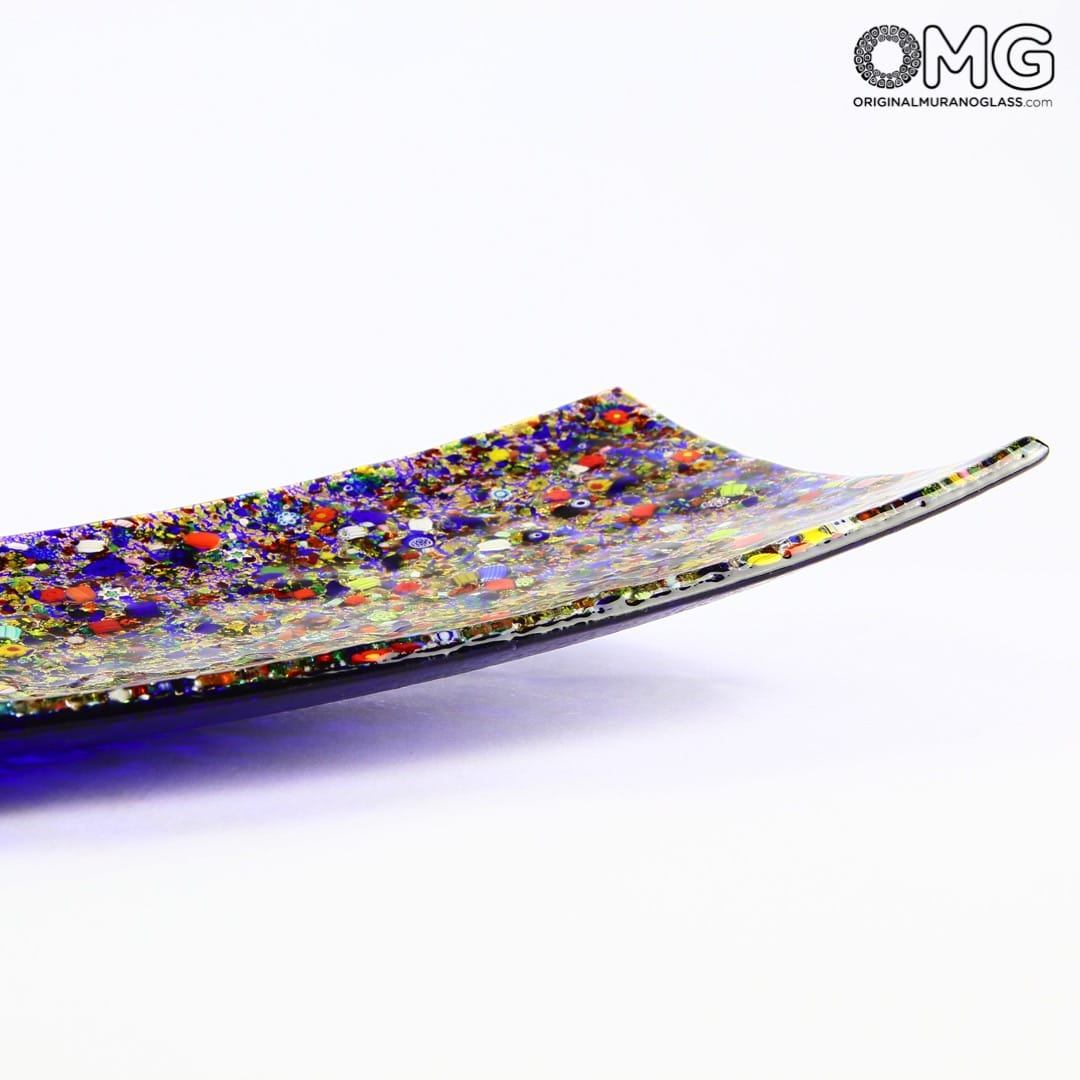 2494 ORIGINALMURANOGLASS Прямоугольное блюдо миллефиори с золотом - муранское стекло - Original Murano Glass OMG 60 см  - Вид №1