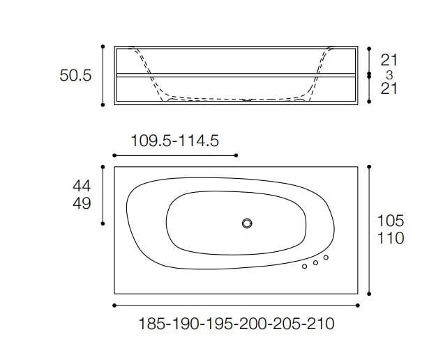 Прямоугольная ванна в центре комнаты из Cristalplant® Falper Vascamisura ARCH-00096745 - Вид №2