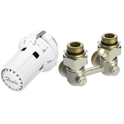 Danfoss Комплект RLV-KB/RTRW-K для радиаторов с нижним подключением (М30 х 1,5) RLV-KB 15 + RTRW-K, 1/2 Угловой 013G7234 