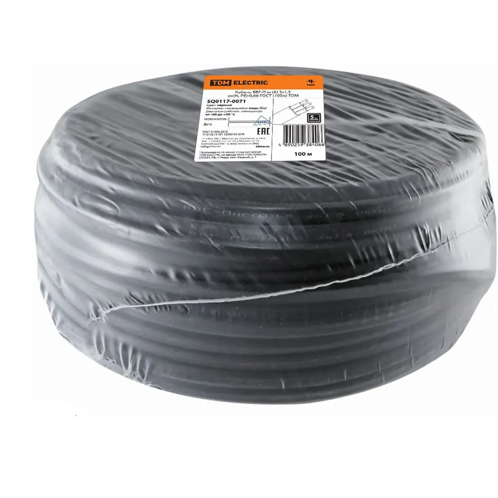 Кабель Tdm Electric ВВГпнг(A) 3x1.5 мм 100 м ГОСТ цвет черный 84730809 STLM-2026626  - Вид №1