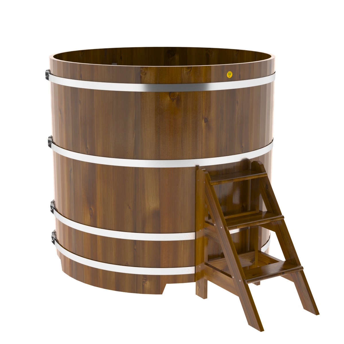 2236 Купель круглая из лиственницы Рустик d=1,50х1,4 морёная Alyarus  - Вид №1