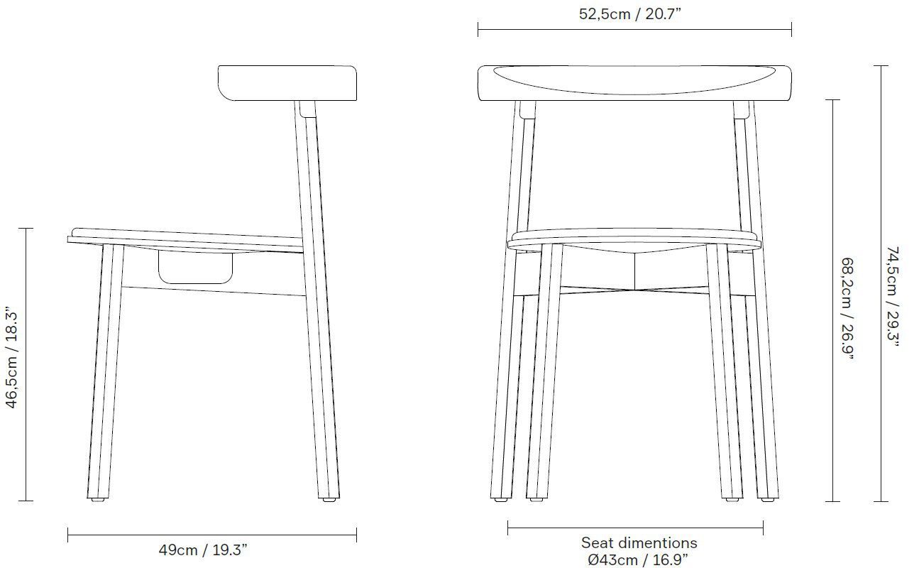 Штабелируемый дубовый стул с мягким сиденьем Form & Refine Lunar ARCH-00070395 - Вид №10