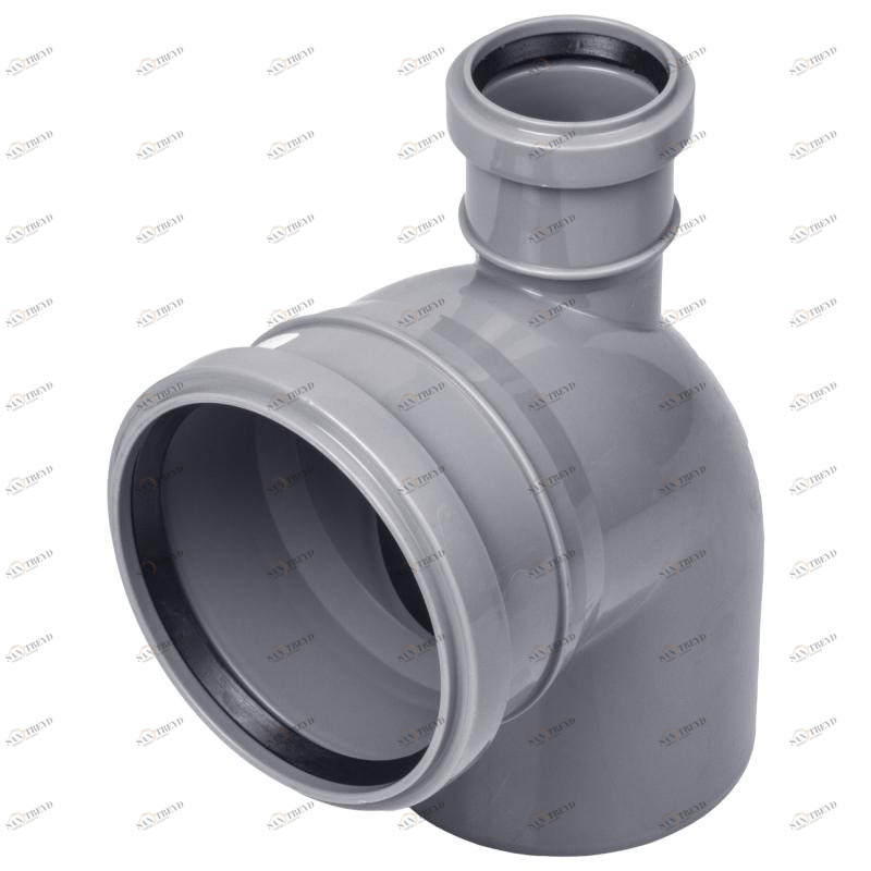 Отвод ПВХ канализационная D110х90° с выходом 50 (вверх) Политек 6316