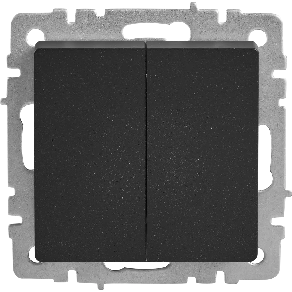 Проходной выключатель IEK Brite матовый черный, 2 клавиши 87761714 STLM-1482431 - Вид №1
