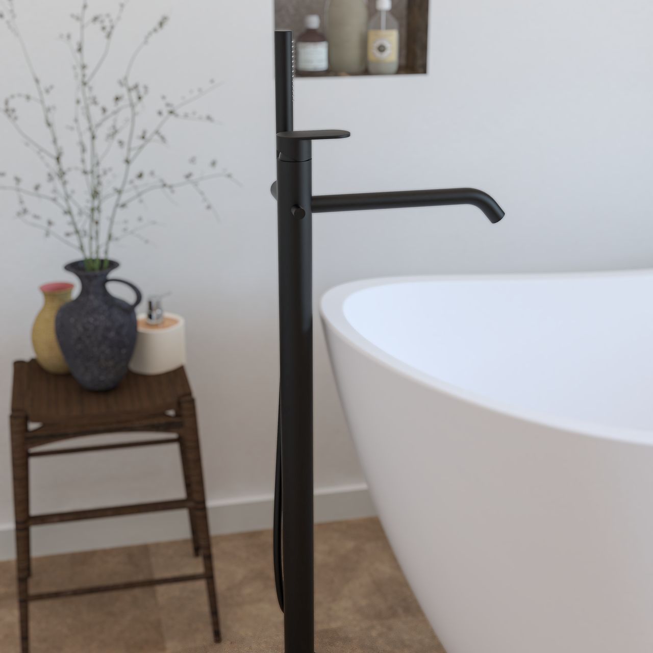 Смеситель для ванны с ручным душем Ercos Versilia Nero ARCH-00022285 - Вид №1