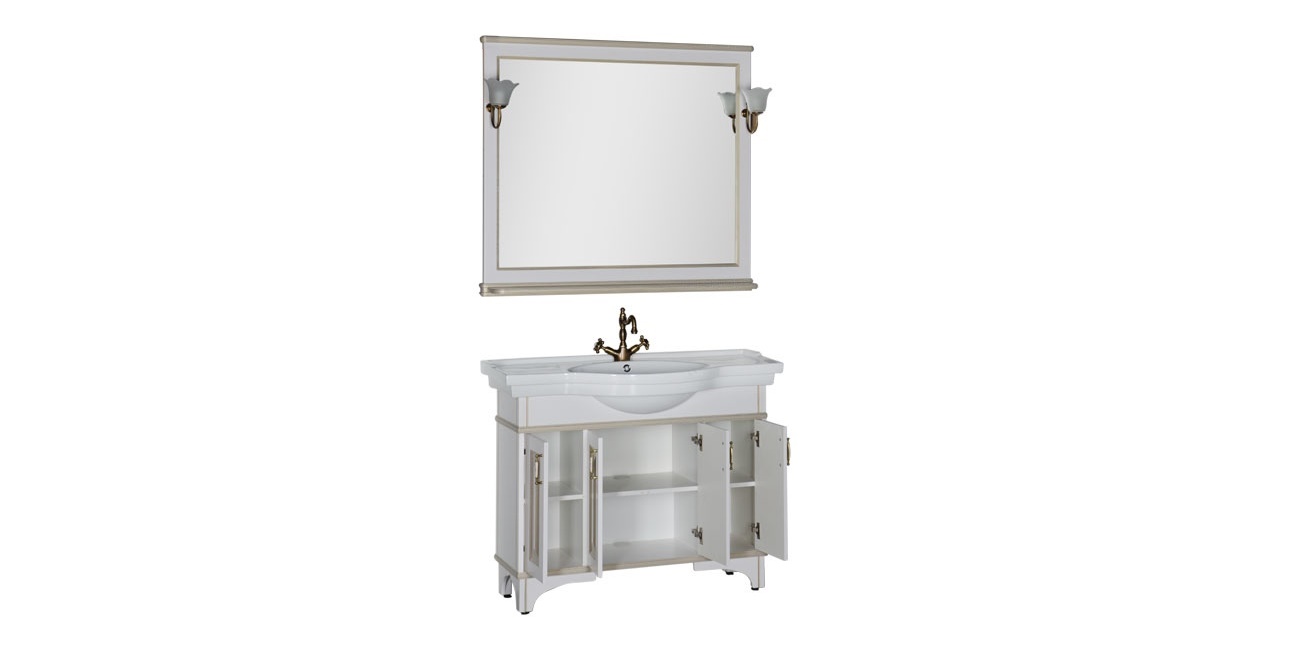 Комплект мебели Aquanet Валенса 110 белый краколет/золото 00182922 - Вид №2