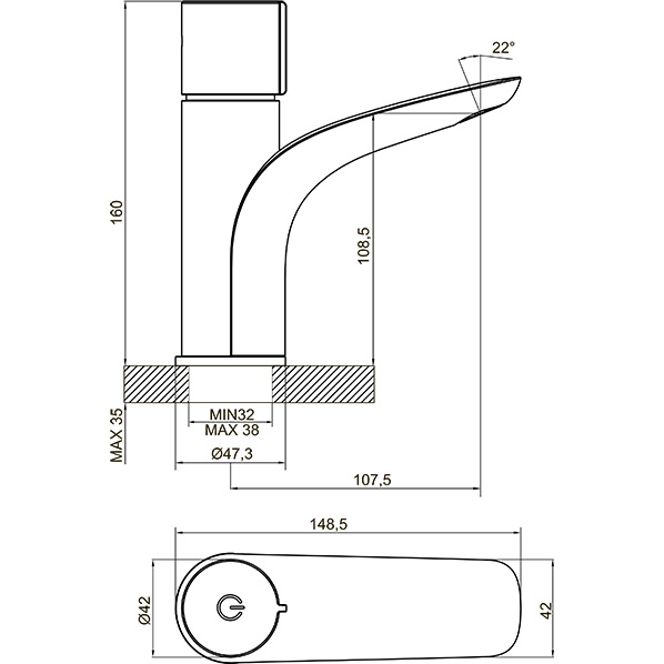 35-04L GELIOS gold-R  Смеситель для умывальника  ARGO kran 3504lgeliosgoldr - Вид №1