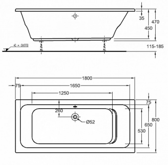 Ванна акриловая 180x80 Keramag Renova № 1 657380000  - Вид №1