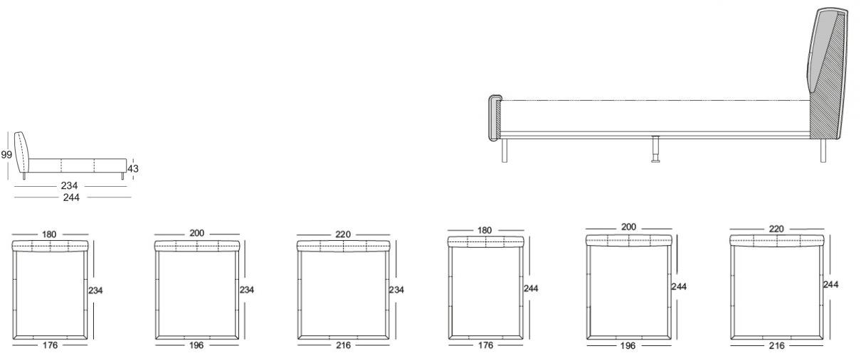 Rolf Benz Двуспальная кровать из ткани с мягким изголовьем sun-id-1437335 - Вид №2