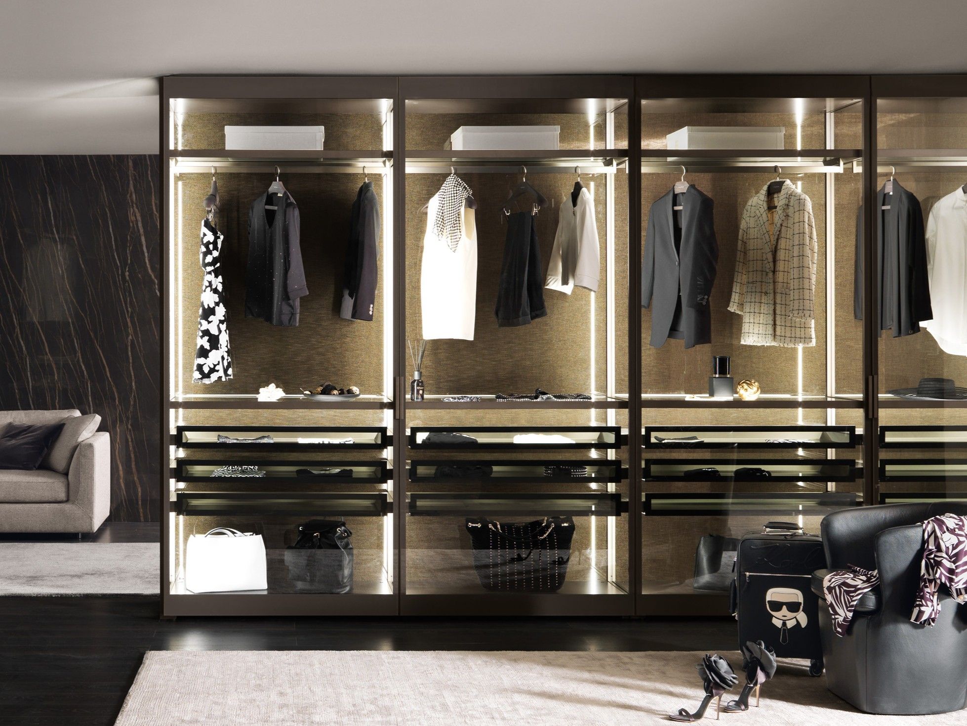 Модульная угловая гардеробная со встроенным освещением MisuraEmme PALO ALTO ARCH-00060708