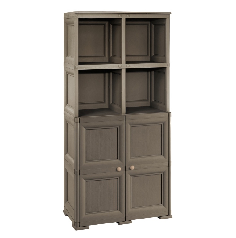 Шкаф для книг пластиковый с дверцами коричневый 164 см Omnimodus TONTARELLI ДЛЯ ЖИЗНИ 012105 Коричневый  - Вид №2