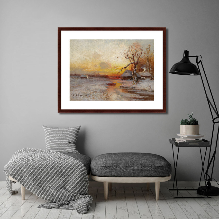 Картина в раме 78,5х100 см Winter Sunset 1913 г. КАРТИНЫ В КВАРТИРУ  264176 Желтый;коричневый;серый;разноцветный  - Вид №2