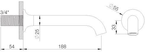 rvb Настенный излив из хромированной латуни Times 8010.--.91 - Вид №1