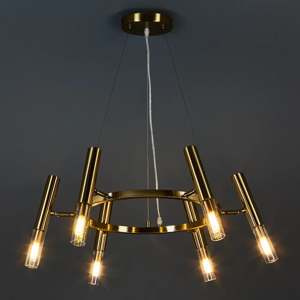 Люстра Freya Match золотая с 6 цилиндрическими плафонами 89335712 STLM-0928383