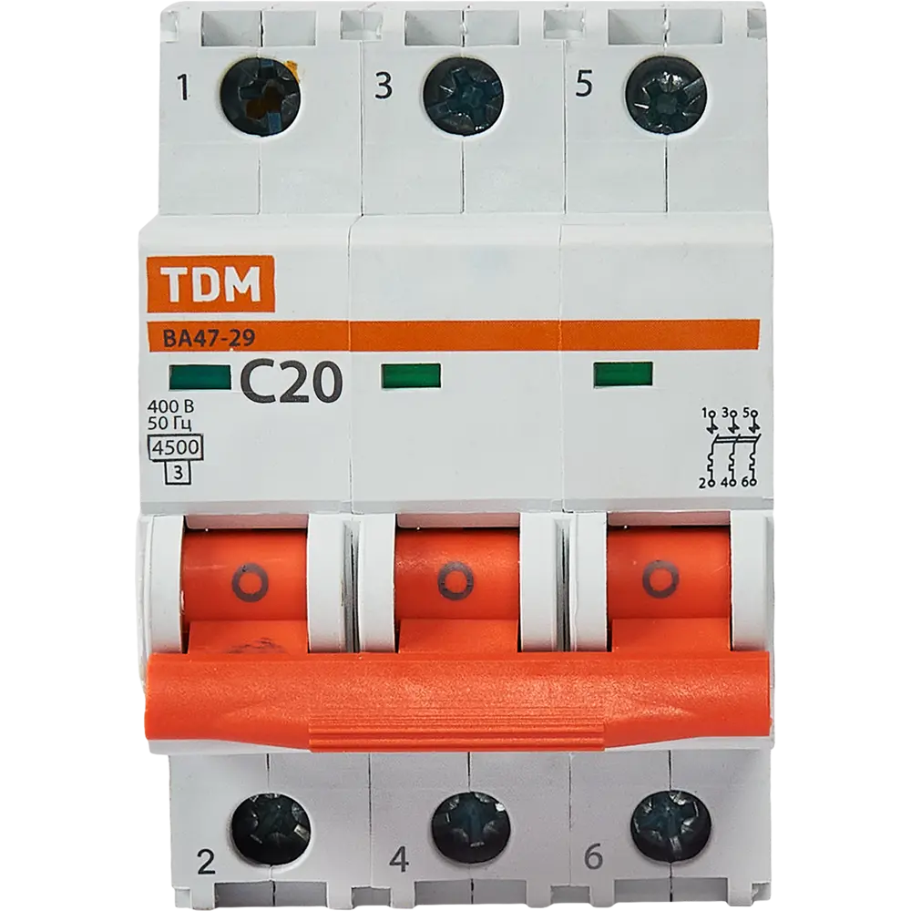 Автоматический выключатель TDM Electric ВА47-29 3P 20А для защиты электросети 84399521 STLM-0049294 - Вид №1