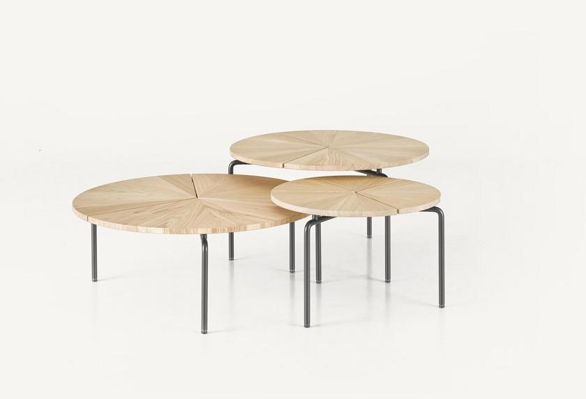 BassamFellows Круглый журнальный столик из нержавеющей стали и дерева Circular Cb-36 / cb-361 - Вид №5