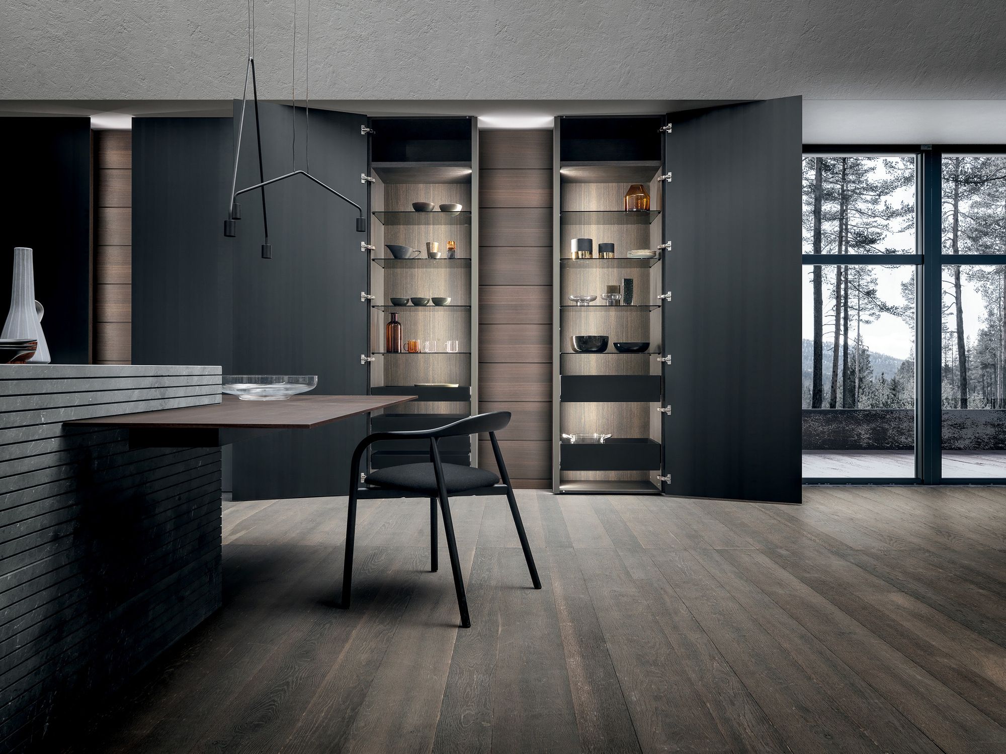 Кухня с каменным островом и эвкалиптовым шпоном MODULNOVA Blade Lab ARCH-00136930 - Вид №6