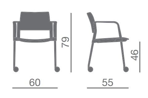 Защелкивающийся стул с колесами для залов ожидания Kastel Kyos ARCH-00153239 - Вид №2