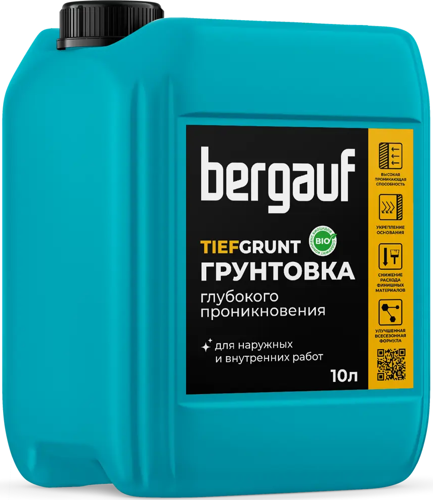 Грунтовка глубокого проникновения BERGAUF TiefGrunt для укрепления поверхностей 10 л 82001566
