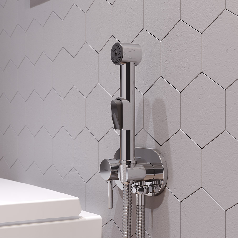 212000000 смеситель монтируемый в стену с гиг.душем Damixa Option - Вид №3