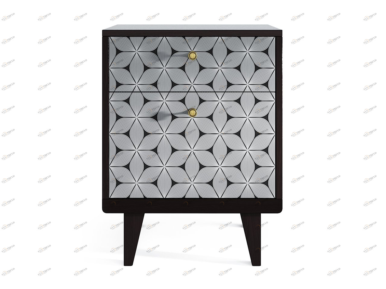 Тумбочка прикроватная венге с рисунком Thimon THE IDEA  210286 Белый;венге;черный 